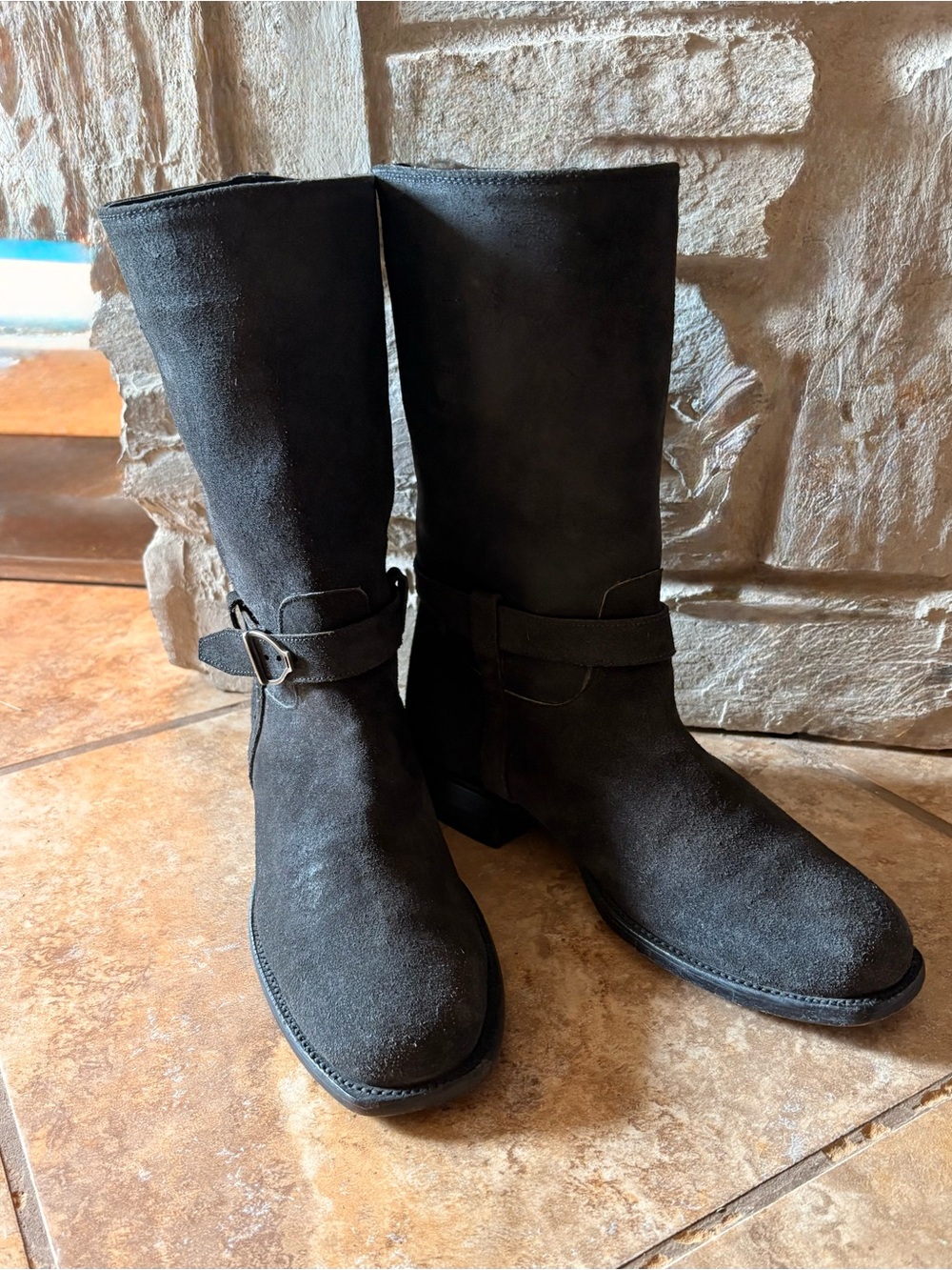 Lucchese Charcoal Gray Roughout Suede Men’s Boots